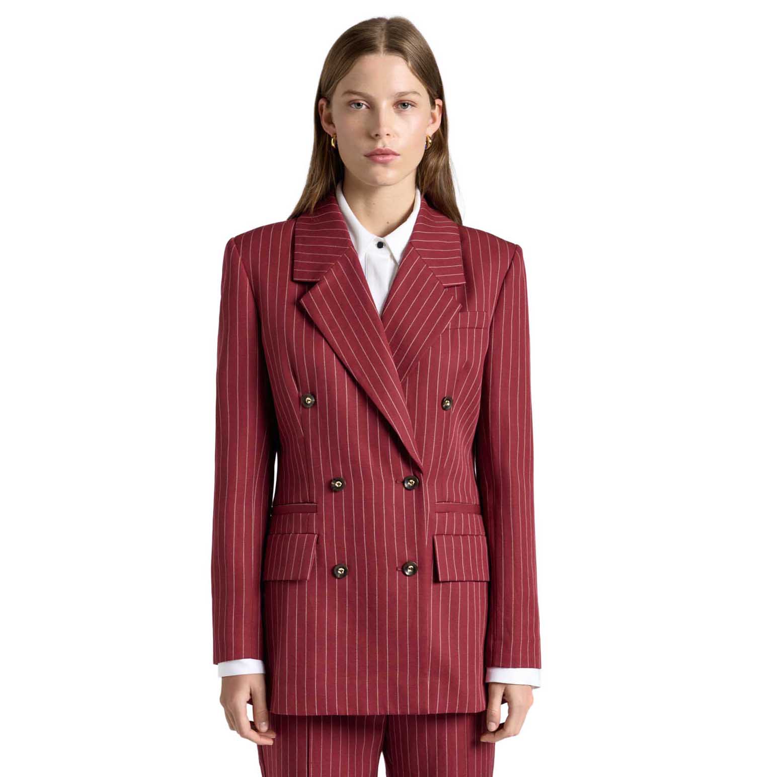 Cue Linen Blend Pinstripe Blazer